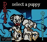 Menu screen of the game 102 Dalmatians - Puppies to the Rescue on Nintendo Game Boy Color