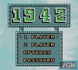 Menu screen of the game 1942 on Nintendo Game Boy Color