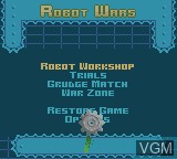 Menu screen of the game Robot Wars - Metal Mayhem on Nintendo Game Boy Color
