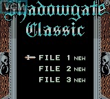 Menu screen of the game Shadowgate Classic on Nintendo Game Boy Color