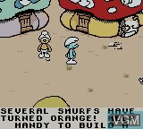 Menu screen of the game Adventures of the Smurfs, The on Nintendo Game Boy Color