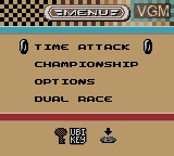 Menu screen of the game Suzuki Alstare Extreme Racing on Nintendo Game Boy Color