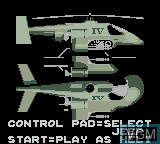 Menu screen of the game SWiV on Nintendo Game Boy Color