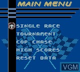 Menu screen of the game Test Drive 6 on Nintendo Game Boy Color