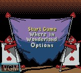 Menu screen of the game Alice in Wonderland on Nintendo Game Boy Color