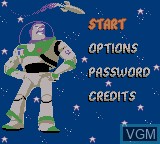 Menu screen of the game Toy Story 2 on Nintendo Game Boy Color