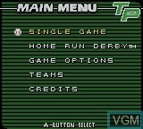 Menu screen of the game Triple Play 2001 on Nintendo Game Boy Color