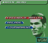 Menu screen of the game Zidane - Football Generation on Nintendo Game Boy Color