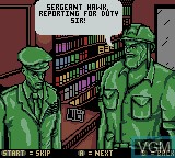 Menu screen of the game Army Men - Sarge's Heroes 2 on Nintendo Game Boy Color