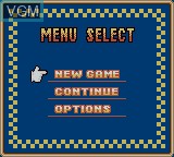 Menu screen of the game Backgammon on Nintendo Game Boy Color