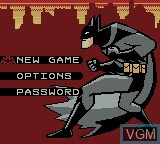 Menu screen of the game Batman - Chaos in Gotham on Nintendo Game Boy Color