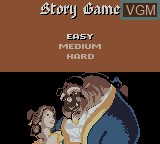 Menu screen of the game Beauty and the Beast - A Board Game Adventure on Nintendo Game Boy Color