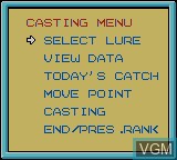 Menu screen of the game Black Bass - Lure Fishing on Nintendo Game Boy Color