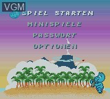 Menu screen of the game Das Geheimnis der Happy Hippo-Insel on Nintendo Game Boy Color