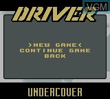 Menu screen of the game Driver - You are the Wheelman on Nintendo Game Boy Color