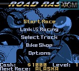 Menu screen of the game Road Rash on Nintendo Game Boy Color