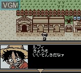 Menu screen of the game From TV Animation - One Piece - Yume no Luffy Kaizokudan Tanjou on Nintendo Game Boy Color