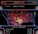 Menu screen of the game Grand Theft Auto on Nintendo Game Boy Color