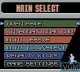 Menu screen of the game International Superstar Soccer 2000 on Nintendo Game Boy Color