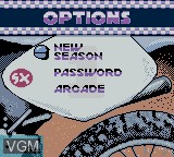 Menu screen of the game Jeremy McGrath Supercross 2000 on Nintendo Game Boy Color