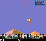 In-game screen of the game Missile Command on Nintendo Game Boy Color