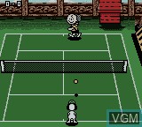 In-game screen of the game Snoopy Tennis on Nintendo Game Boy Color