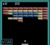 In-game screen of the game Super Breakout on Nintendo Game Boy Color