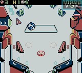 In-game screen of the game Super Robot Pinball on Nintendo Game Boy Color