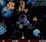 In-game screen of the game Galaga - Destination Earth on Nintendo Game Boy Color