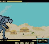 In-game screen of the game Godzilla the Series - Monster Wars on Nintendo Game Boy Color