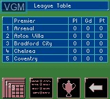 In-game screen of the game Soccer Manager on Nintendo Game Boy Color
