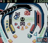 In-game screen of the game Super Robot Pinball on Nintendo Game Boy Color