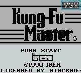 Title screen of the game Kung Fu Master on Nintendo Game Boy