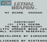 Title screen of the game Lethal Weapon on Nintendo Game Boy