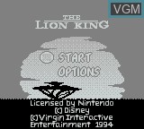 Title screen of the game Lion King, The on Nintendo Game Boy