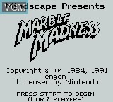 Title screen of the game Marble Madness on Nintendo Game Boy