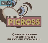 Title screen of the game Mario's Picross on Nintendo Game Boy