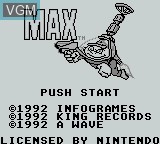 Title screen of the game Max on Nintendo Game Boy