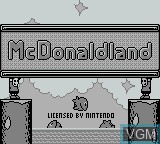 Title screen of the game McDonaldland on Nintendo Game Boy