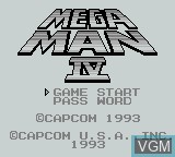 Title screen of the game Mega Man IV on Nintendo Game Boy