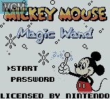 Title screen of the game Mickey Mouse - Magic Wands! on Nintendo Game Boy