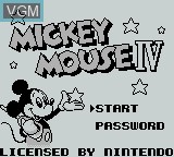 Title screen of the game Mickey Mouse IV - Mahou no Labyrinth on Nintendo Game Boy