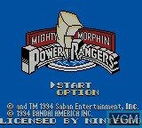 Title screen of the game Mighty Morphin Power Rangers on Nintendo Game Boy