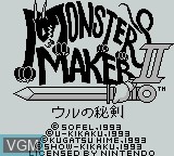 Title screen of the game Monster Maker 2 - Uru no Hiken on Nintendo Game Boy