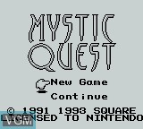 Title screen of the game Mystic Quest on Nintendo Game Boy