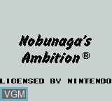 Title screen of the game Nobunaga's Ambition on Nintendo Game Boy