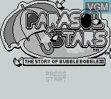 Title screen of the game Parasol Stars - Rainbow Islands II on Nintendo Game Boy