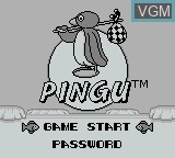 Title screen of the game Pingu - Sekai de Ichiban Genki na Penguin on Nintendo Game Boy