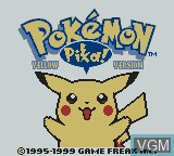 Title screen of the game Pokemon Yellow Version - Special Pikachu Edition on Nintendo Game Boy