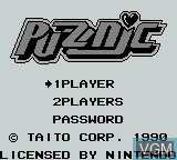 Title screen of the game Puzznic on Nintendo Game Boy